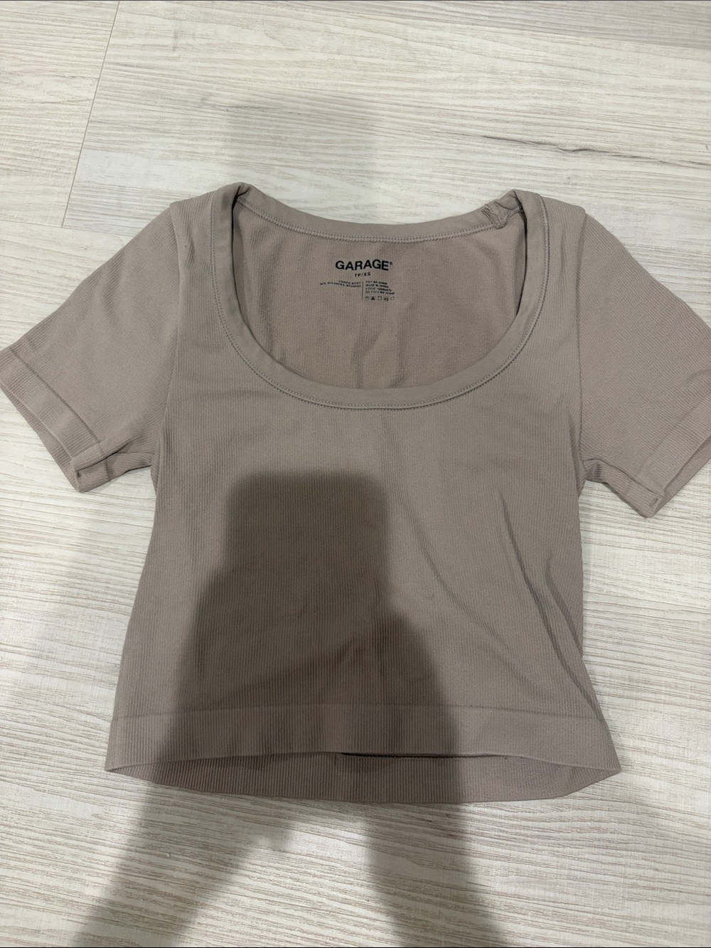 Garage Short Scoop Crop Top - Taupe